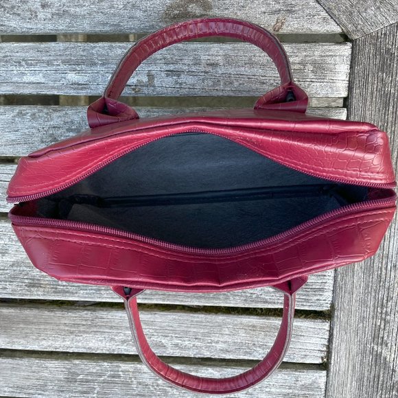 🆕Faux Leather Handbag Purse Bag - Burgundy - Picture 10 of 11